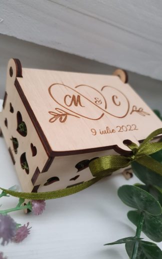 Cutie verighete din lemn – model 1