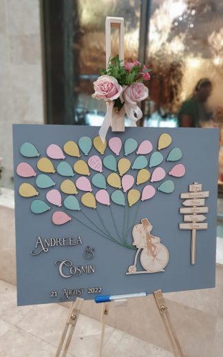 Guestbook din lemn cu baloane – model 1