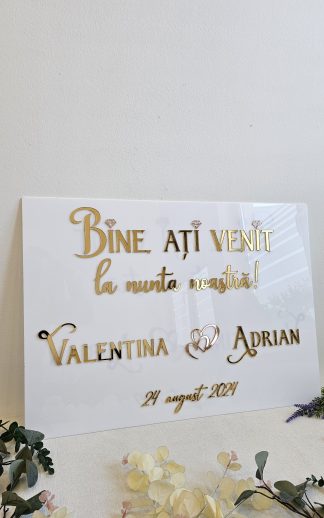 Panou intrare plexiglas alb și oglindă acrilică