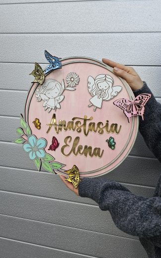 Decor nume copil cu oglindă acrilică – model 2