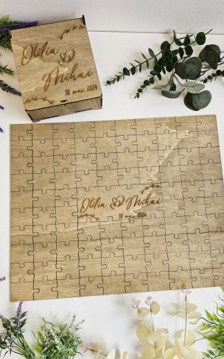 Guestbook din lemn – model puzzle