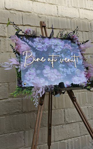 Panou intampinare invitati pentru aranjamente florale – model 8