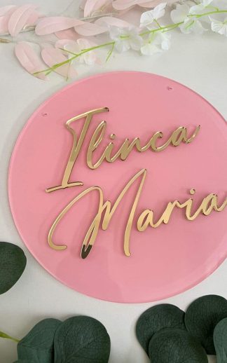 Decor nume copil cu oglindă acrilică – model 1