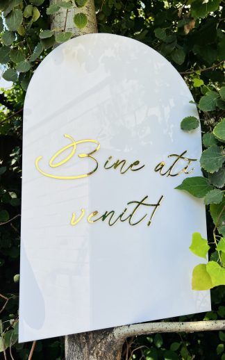 Panou intrare plexiglas alb și oglindă acrilică – model 2