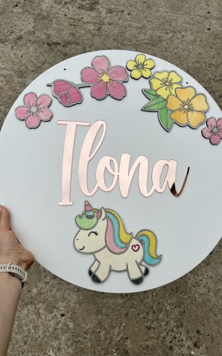 Decor nume copil cu oglindă acrilică – model 3