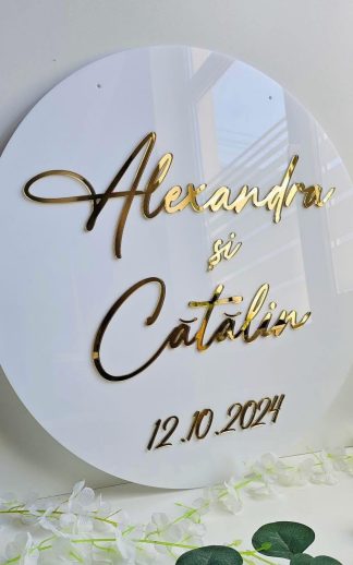 Panou intrare rotund – plexiglas și oglindă acrilică – model 1